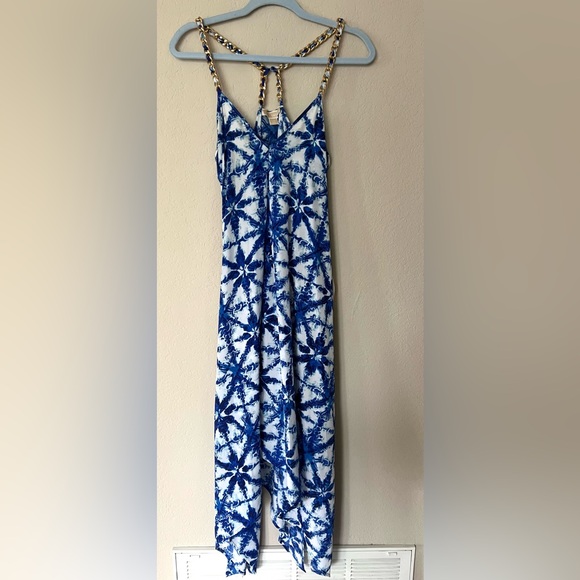 Michael Kors Handkerchief Midi Dress with Gold Hardware Chain Straps - Picture 7 of 11